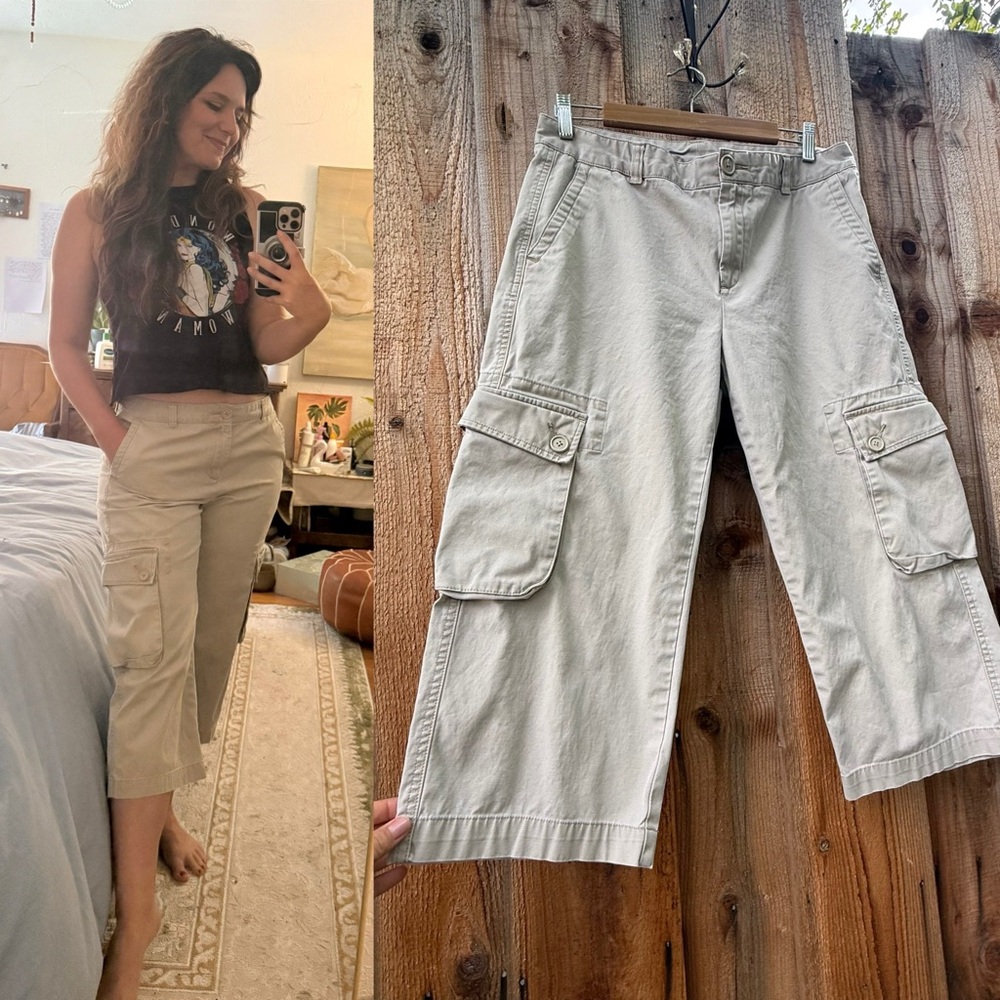 Vintage Y2K Low-Rise Cargo Khaki Long Shorts 🌿